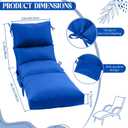 Kigley 2 Pcs Chaise Lounge Cushions, 78 x 22 x 4.7 Inch Outdoor Lounge Chair Cushions with Pocket, Thick Tufted Patio Recliner Replacement with Ties, Fade Resistant for Pool Furniture (Blue)