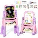 Art Easel for Kids Toddlers, Kids Art Easel Adjustable Standing Rotatable Double Sided with Painting Accessories Gifts Toys for 3 4 5 6 7 8 Years Old Toddlers Boys Girls, Pink