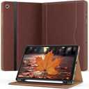OKP Case for Samsug Galaxy Tab A11+ / A9+ Plus 11 inch 2026/ 2024 (SM-X230/ X236/ X238/ X210/ X216/ X218), PU Leather Folio Cover with Multi-Angle Stand, Auto Wake/ Sleep for 11" Tablet (Brown)