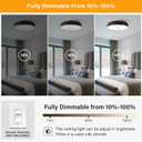 Dimmable LED Ceiling Light Fixture, 2700K-6000K 5CCT Modern Mid-Century Semi Flush Mount Ceiling Light, Black Close to Ceiling Lamp for Bedroom, Living Room, Kitchen, Laundry Room, 15.7in, 15.74IN