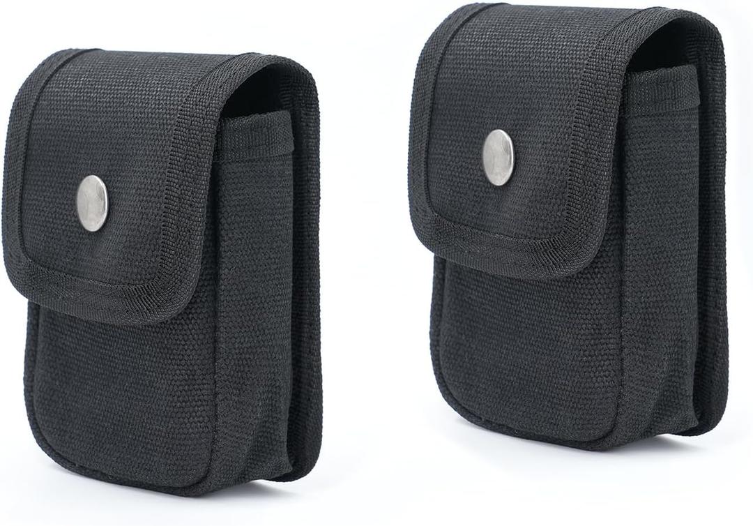 Tintirs 2 Pack EDC Belt Pouches for Men Women, Compact Holster Pouches Waist Bags with Belt Loop for Fishing, Hiking, Camping, Durable Snap Closure, Premium Waxed Canvas (Black)