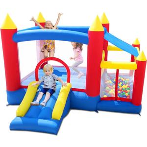 Baralir Inflatable Bounce House with Ball Pit Room for Kids 3-6, Indoor Bounce House with Slide, Blow Up Jumping Castle with Blower, Ball Pit with Sun Cover for Outdoor, Perfect for Kids Party, Small