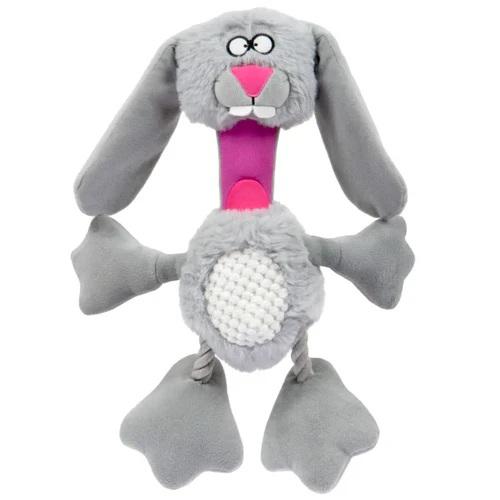 goDog Multi Tugs Rabbit Squeaky Plush & Rope Dog Toy