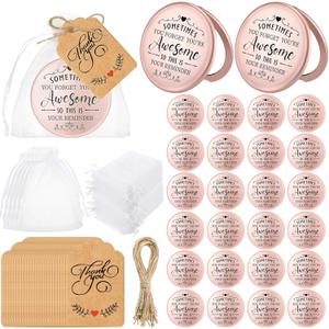 Soaoo 24 Set Inspirational Compact Mirror Sometimes You Forget Your Awesome Gifts Bulk for Women Appreciation Pocket Compact Mirrors for Summer Christmas Employee Coworker Wedding Bridal Shower Gift