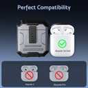 DASFOND Armor Cover AirPods 2nd & 1st Generation Case, Military Grade Full Body Shockproof Protection Hard Case, Support Wireless Charging with Keychain, Magnetic Lid, Front LED Visible, Silver