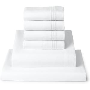 Mellanni Queen Sheet Set - 6-Piece Iconic Collection Bedding, (Including 4 Pillowcases), 16-Inch Deep Pocket, Easy Care, Extra Soft, Cooling Sheets, Brushed Microfiber - White