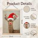 YTRGI Christmas Reindeer Mooses Art Decor, Christmas Reindeer Wall Decor, Vintage Red Nosed Elk Mooses Poster Hanger Frame, Mooses Gifts 12x16 In Set of 2