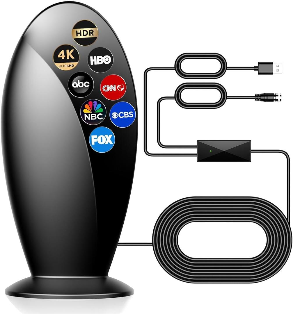 Indoor Digital TV Antenna,1200+ Miles Super Long Range, Smart Chip for Local HD Channels, Amplifier Signal Booster,4K 1080p Support for Smart&Older TVs18ft Coax Cable, Easy Setup