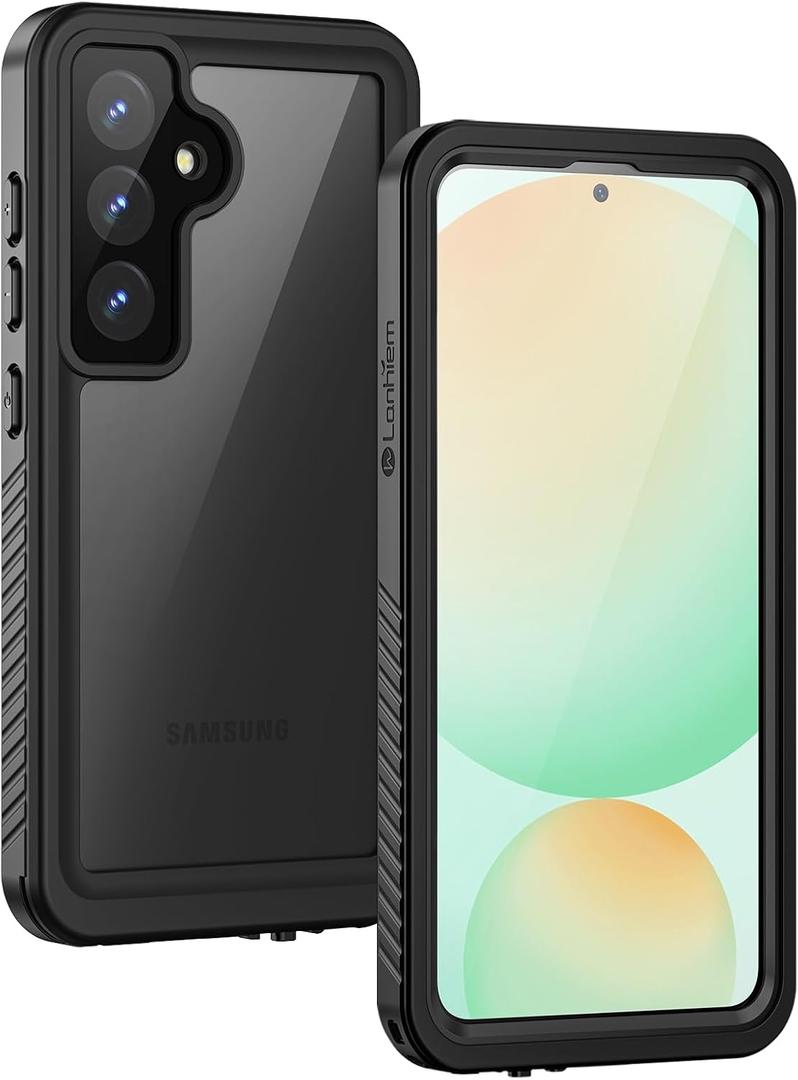 Lanhiem for Samsung Galaxy S24 FE Case, IP68 Waterproof Dustproof with Built-in Screen Protector, Heavy Duty Full Body Protective Phone Case for Galaxy S24 FE 5G 6.7 Inch, Black