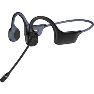 Bone Conduction Headphones with Mic-Callink, Trucker Bluetooth 5.4 Headset with Noise-Canceling Boom Microphone/Mute Function/Dual Connect, Open Ear Headphones for Work Driving MeetingBlack