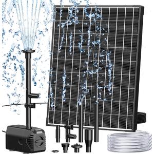 Biling 20W Solar Fountain Pump, Solar Pond Pump equipped filtration and anti-dry Protection, Solar Pond Fountain with PVC Tubing Various Nozzles Accessories for Water Garden & Pond Pumps