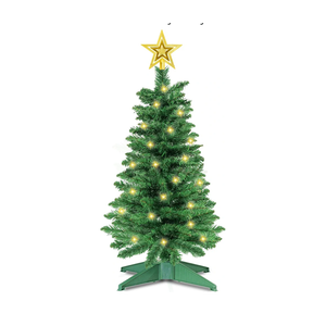 3 Ft Green Christmas Tree with Lights, Timer 8 Modes 50 Warm White Lights Battery Operated Small Artifical Full Christmas Tree for Tabletop Home Office Indoor Outdoor Xmas Holiday Party Decorations