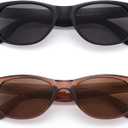 2 Pack Reader Sunglasses for Men Women Classic Rectangle Reading Glasses Outdoor Full Lenses Magnifying Eyewear UV Protection Matte Black/Bright Brown +3.0