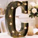 OYCBUZO Golden Black Led Marquee Letter - Industrial, Vintage Style Light Up Alphabet Letter Sign for Cafe Wedding Birthday Party Christmas Lamp Home Bar Initials Decor - C