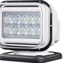 Remote Control LED Search Light, 50W 5000lm LED Spotlight for Truck Boat Marine Searching 360 Rotating, Auxiliary Searchlight Spot Light 12V 24V, 6 Powerful Magnets Built-in (White)