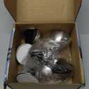 PATIKIL 8 Pcs Doorstops, Stainless Steel Door Stop Self Adhesive Metal Wedge Door Protector Half Moon Round for Bottom of Door Floor Inside Bedrooms Bathrooms Offices, Silver Tone