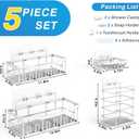 EUDELE 5-Pack Rustproof Stainless Steel Shower Caddy Set No Drill Adhesive Bathroom Organizer, Space-Saving Shower Shelves for Apartment Essentials, Bathroom/Kitchen Storage Home Decor-L Size