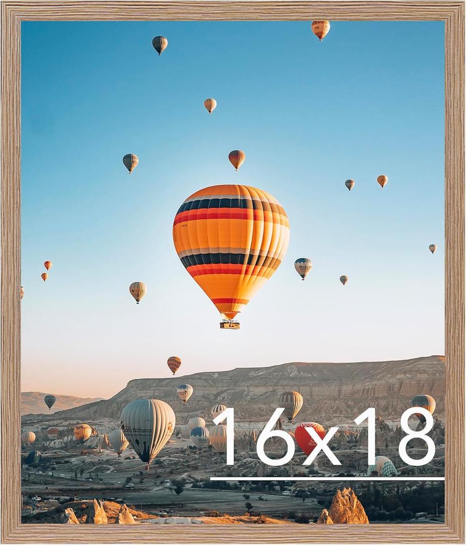 JCJMY Rustic Brown 16x18 Picture Frame for Poster Photo, Horizontal and Vertical Formats, Wall Hanging, 16 x 18 Wall Gallery Frame