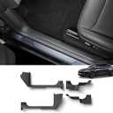 LUCKEASY 4PCS Front & Rear Door Entry Threshold Strip Protector for Tesla Model Y Juniper 2025 2026 Door Sill Protective Cover Antidust Pads Protector Cover for Model Y Juniper Accessories TPE Black