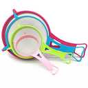 4Pcs Plastic Mesh Strainer Colander Set, Food Soy Milk Flour Sieve Long Handle Sieve Strainer Icing Sugar Sifters Fine Strainer Tea Filter