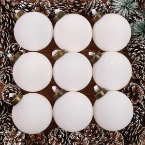 9 PCS Christmas Velvet Balls Flocked Xmas Tree Ball Ornaments Christmas Large Ball Set Xmas Tree Hanging Decoration 4 Inch, 6 Inch (White, 3.15inch)