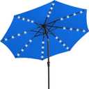 JEAREY 9FT Outdoor Patio Umbrella with Solar Lights, LED Lighted Pool Umbrella with Tilt and Crank, Outdoor Table Umbrellas for Deck, Yard & Market 