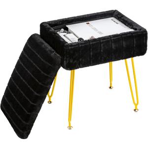 H&B Luxuries Multi-Functional Footrest Ottoman  Comfortable, Stylish, and Practical for Home & Office (Black, with Storage) (15.8"D x 18.9"W x 11.8"H)