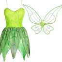 Spooktacular Creations Women Green Fairy Fairytale Dress with Fairy Wings Costume Set for Adult Halloween Costume (Small)