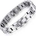 Feraco Magnetic Bracelets for Men Sleek Titanium Stainless Steel Magnetic Therapy Bracelet with Sizing Tool, Jewelry Gifts for Men (Silver)