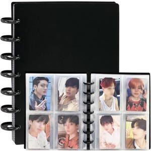 Kpop Photocard Binder 3 Inch Photocard Holder Book Sleeves with 30Pcs Inner Pages A5 Idol Business Card Collect 23 Polaroid Photo Album, Black