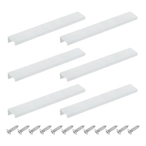 Uxcell Cabinet Finger Edge Pull, 6pcs 200mm / 7.87" Aluminum Alloy Back Mount Hidden Cabinet Pulls Concealed Handle for Home Kitchen Drawer Cabinet, White