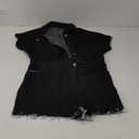 Nihsatin Women's Black Denim Washed Distressed Romper Button Down Jeans Playsuits,XL