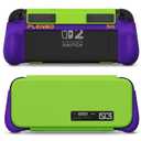 Plenbo FoldeX Grip Case with Detachable Flip Cover for Nintendo Switch 2, Dockable Ergonomic Handheld Protective Shell, 3-Mode Compatible Joy-Con 2 Controller Grip- Neon Purple & Green