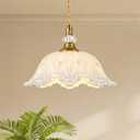 1 Piece Vintage Chandelier Light Fixtures with White Glass Shade, Matte Antique Brass Finish Pendant Light Kitchen Island, Adjustable Hanging Light for Dining Room, Hallway, Living Room, Bedroom