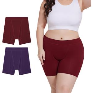 Allbase Incontinence Underwear for Women Washable Period Boxers Briefs Heavy Flow Leakproof Overnight High Absorbency Menstrual Postpartum Bladder Control Boyshorts Panties 3X-Large Pack of 2 (Mulcolored)
