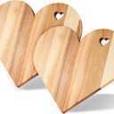 Lounsweer 2 Pcs Heart Shaped Cutting Board, 12 x 10 Inch Heart Acacia Wood Bread Board Decorative Cheese Serving Platter Tray Wooden Charcuterie tray for Meat Cheese Vegetables Valentine's Day Gifts