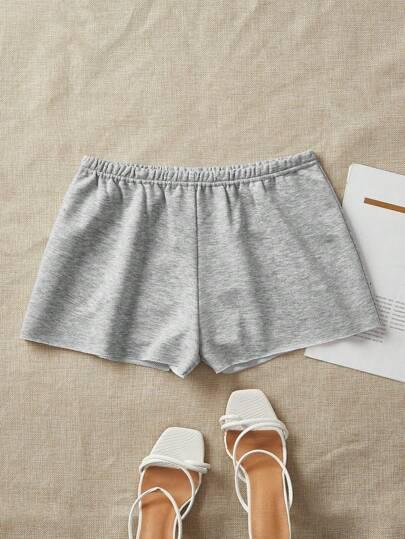 SHEIN BASICS Women Casual Plain Knit High Waist Loose Shorts M