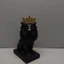 12" Crown Lion King Statue Decor, The King of Beasts - Statue Decoration for Home/Study/Living Room, Great Collectible Figurines, Best Gift for The Man,Iarge Size Black Golden Color