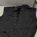 JOGAL Mens Renaissance Shirt Pirate Medieval Sleeveless Halloween Costume Steampunk Viking Lace-up Stand Collar Shirts Black Small