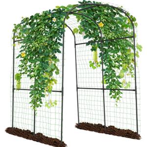 SUNYRISY Garden Arch Trellis for Climbing Plants Outdoor, 71" x 47" x 83" Metal Core Tall Archway Tunnel Plant Support for Cucumber Tomato Vine Flowers Vegetables Climbing Plants