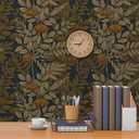 Vintage Boho Peel and Stick Wallpaper - Leaf Wallpaper in Brown/Beige/Orange - Retro Wall Decor - Self Adhesive Removable - 16.1''x393.7''