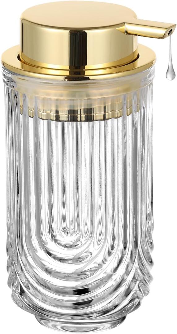 Glass Liquid Soap Dispenser, Refillable Liquid Dispenser with Pump, Hand Soap Dispenser for Bathroom Kitchen, Modern Home Bathroom Kitchen Decor Liquid Type/Clear