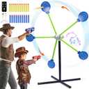 2-Player Shooting Game Toy,Foam Dart Toy Gun with Auto Reset Rotating Shooting Target,Ideal Gift for Kids Ages 4, 5, 6, 7, 8,9,10+ (Blue)