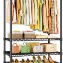 P9 Rolling Clothes Rack Heavy Duty, Clothing Racks for Hanging Clothes, 4 Tiers Garment Rack with Wheels, Metal Portable Closet Rack, 35.5" L X 15.8" W X 80.5" H, Max Load 445 LBS, Black
