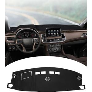 FIILINES Dash Cover for Chevrolet Suburban/Chevrolet Tahoe/GMC Yukon 2021-2024 (Not for GMC Yukon Denali), Dashboard Mat Cover Car Accessories Sunshade Nonslip Mesh Protector No Glare Black