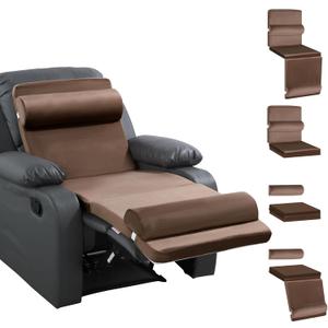 HOMBYS 5-in-1 Recliner Seat Cushion for Elderly+Lumbar Support Pillow + Leg Pad, with Adjustable Half Moon Neck Pillow & Footrest, Foam Filling with Velvet Fabric, Thick & Non-Slip, Brown