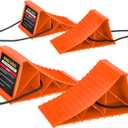 Wheel Chocks, 4 PACK Heavy Duty Wheel Chocks for Car with Rope for Easy Removal, Durable, Non-Slip, Hard Plastic Tire Stopper Blocks for RV, Camper, Trailer, Effective in Keeping Your Vehicle in Place (Orange)