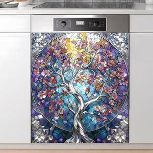 AOHMPT Dishwasher Magnet Sticker Cover: Panel Decal Decorative for Kitchen Decoration, 23"x26" Home Appliances Decor Stickers Panel Decor (Tree B)