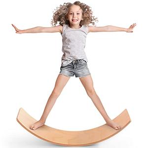 Balance Board Kids, [Natural Wood] Wobble Board for Kids Toddlers, Open Ended Montessori Waldorf Learning Toy, Gifts for 3 4 5 6 7 8 Year Old Boys Girls Kids Birthday & Christmas Stocking Stuffers