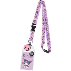 Sanrio Kuromi ID Badge Holder Lanyard w/Rubber Pendant and Collectible Sticker